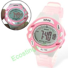 Pink Digital Sports Wrist Watch + Cold Light for Girls