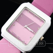 Pink Leather Fashion Elegant Quartz Hours Dial Women Lady Wrist Watch B028p