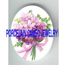 Pink Victorian Violet Flower * Unset Cameo Porcelain Caboch