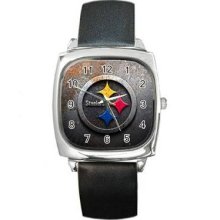 Pittsburgh Steelers Unisex Silver-Tone Square Metal Watch 08