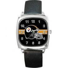 Pittsburgh Steelers Unisex Silver-Tone Square Metal Watch 13