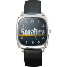 Pittsburgh Steelers Unisex Silver-Tone Square Metal Watch 10