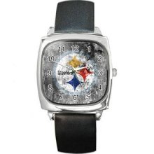 Pittsburgh Steelers Unisex Silver-Tone Square Metal Watch 01