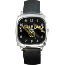 Pittsburgh Steelers Unisex Silver-Tone Square Metal Watch 05