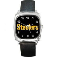 Pittsburgh Steelers Unisex Silver-Tone Square Metal Watch 14