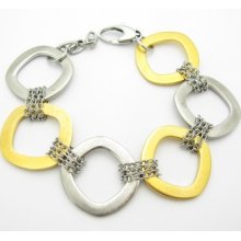 Platinum 18kt Gold Stainless Steel Unique Chunky Circle Link Design Bracelet