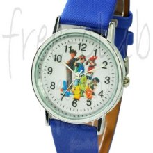 Pokemon Team Ash Misty Brock Blue Satin Wrist Watch