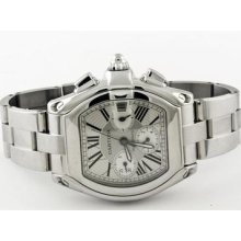 Pre-owned Stainless Steel Cartier Roadster Chronograph Men's Wristwatch W62019x6