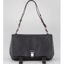 Proenza Schouler PS Courier Leather Satchel Bag Blue/Black