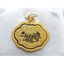 Pure 24k Yellow Gold Pendant/ Dragon Lucky(é•¿å‘½å¯Œè´µ) Lock Pendant /5.8g