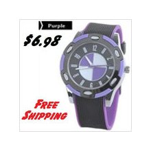 Purple - Trendy Unisex Quartz Watch with Rubber Strap