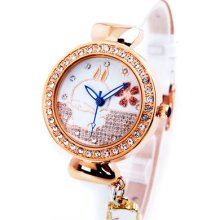 Quartz Light Hands Girls Watches Diamond Case Cute Mashimaro Pendant 91018