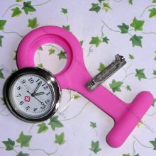 Quartz Watch Nurse Brooch Pin Watches Red Pink