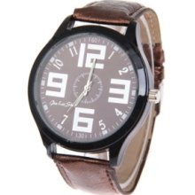 Quartz Wrist Watch with Analog Dial 18mm Brown Leather Watchband