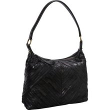 R & R Collections Patchwork Top Zip Leather Hobo