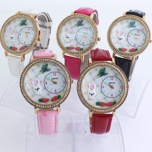 Rabbit 3d Diy Handmade Polymer Clay Lady Girl Quartz Crystal Wristwatch N2