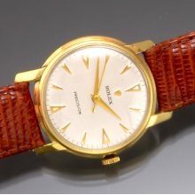 Rare 3/4 Size 18k Yellow Gold Rolex Man's Dress Wrist Watch C. 1950s