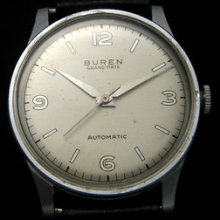 Rare Original Vintage Automatic Swiss Watch Buren Grand Prix Micro-rotor 50's