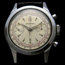 Rare Vintage Crotton Stainless Steel Mechanical Swiss Chronograph 60's Men's