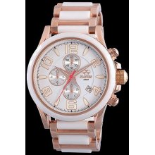 Reactor Unisex Oxide Chronograph Ceramic Watch - Two-tone Bracelet - White Dial - 67105