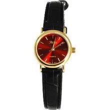 Reflex Black Crocodile Effect Red Metallic Dial Ladies Watch 101066lt