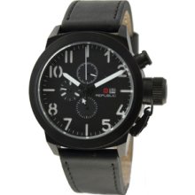 Republic Men's Leather Strap Chronograph Watch