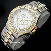 Rhinestones Two-tone Ladies Or Girls Watch Gm95tt