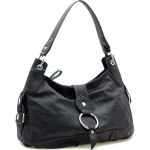 Ring Accented Front Flap w/ Magnet Hobo Handbag ...