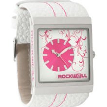 Rockwell Mercedes Ladies Watch White Leather Band/Pink Face