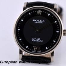 Rolex Cellini 5115 18k Wg Black Dial Manual Wind 32mm