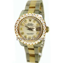 Rolex Datejust Ladies Stainless Steel New Heavy Design Oyster Band Model 179160 w/ Custom Added MOP Diamond Dial and 2ct Diamond Bezel