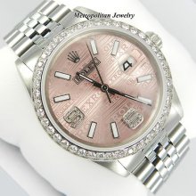 Rolex Datejust With 18k White Gold Diamond Bezel And Custom 6-9 Diamod Dial