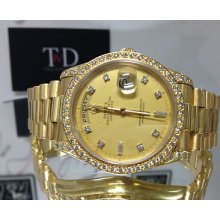 Rolex Day-date I President 36mm Custom Diamond Bezel Yellow Gold