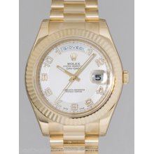 Rolex Day-date Ii President Yg 41mm Off-white Concentric Dial 218238 Ret:$34,850