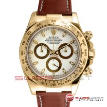 Rolex Daytona Yellow Gold White Dial 116518 40MM Model Brown Leather