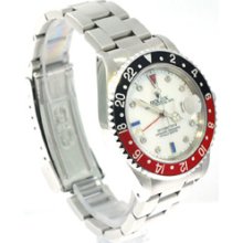 Rolex GMT Master 2 Stainless Steel Custom white Mother-Of-Pearl Diamond Dial Pre Owned