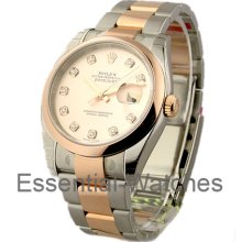 Rolex Men''s 2-Tone Rose Gold Datejust with Smooth Bezel 116201