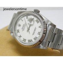 Rolex Men's 36mm Datejust Ss 18k Wg Fluted Bezel 16234 Oyster Band 