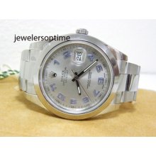 Rolex Men's 41mm Ss Datejust Ii 2 Smooth Bezel. Silver Arabic 116300