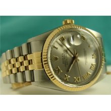 Rolex Mens Datejust 16013 Rhodium Roman Watch Chest