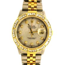 Rolex Men's Gold Datejust Two Tone Baguette Diamond Bezel Pre-Owned