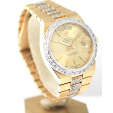 Rolex Men's President 18kt Yellow Gold/Diamond Bezel Pre-Owned