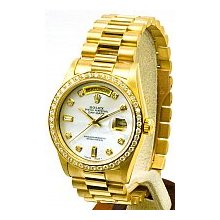 Rolex Men's President White MOP Diamond Dial/Gold Bracelet Pre-Owned