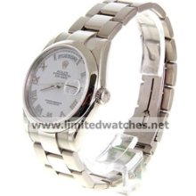 Rolex Mens President White Gold White Roman Dial