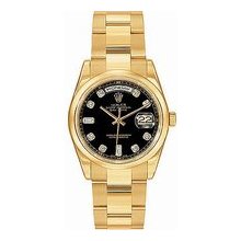 Rolex Mens President Yellow Gold Unworn Black Diamond Dial