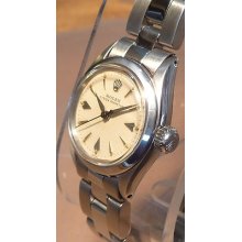 Rolex Oyster Perpetual Stainless Steel Ladies Watch With Nice Patina Dial 1955