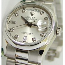 Rolex Platinum President Rhodium Diamond Dial 118206 Watch Chest 36mm