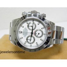 Rolex Stainless Steel Daytona. White Dial 116520 Msrp $12,000 With Papers 