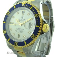 Rolex Submariner Steel & Gold Silver Serti Dial