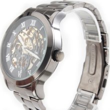 Roman Number Self-winding Automatic Analog Wrist All Black Watch